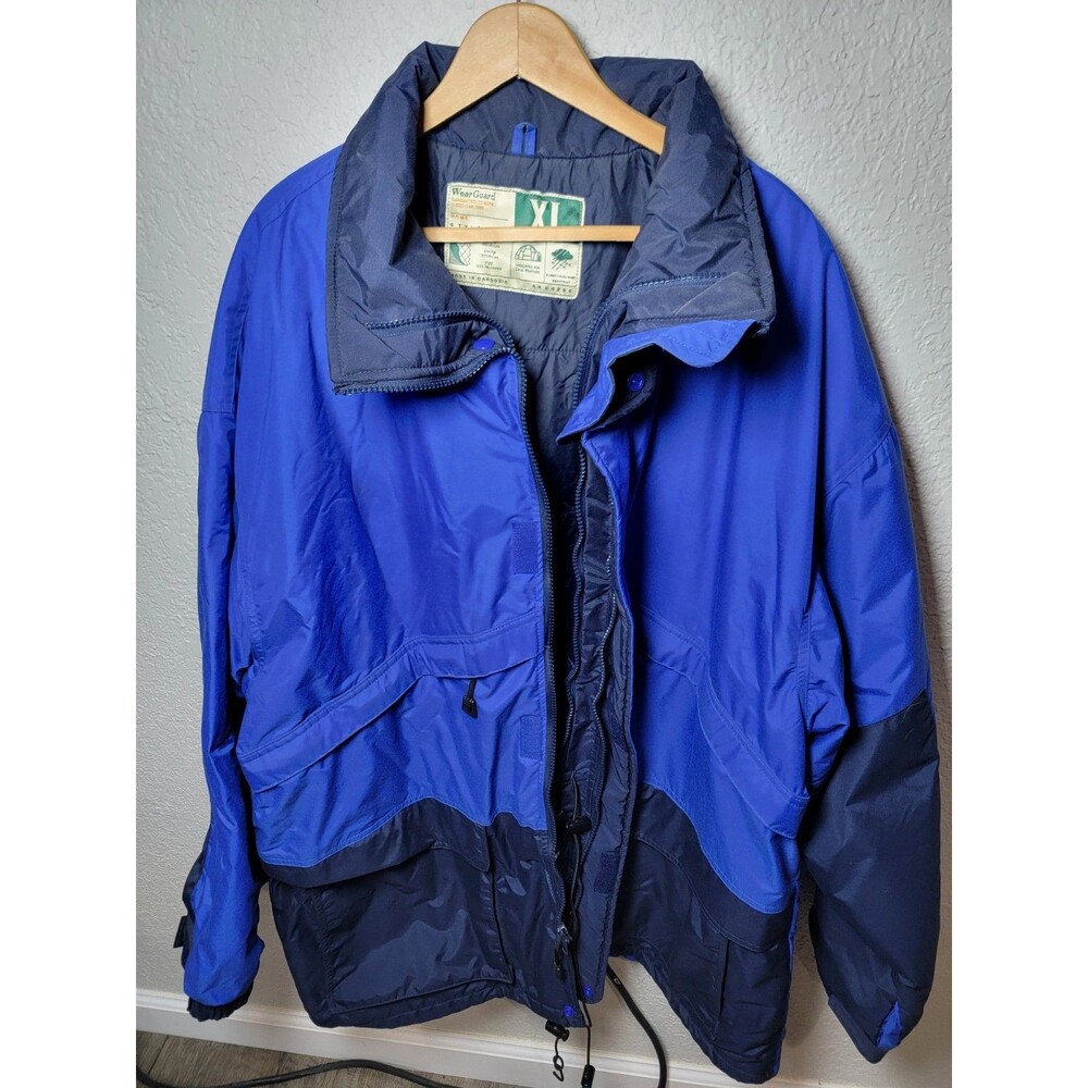 WearGuard XL Insulated Cold Weather Jacket Blue Black Nylon Hooded Work Coat Men